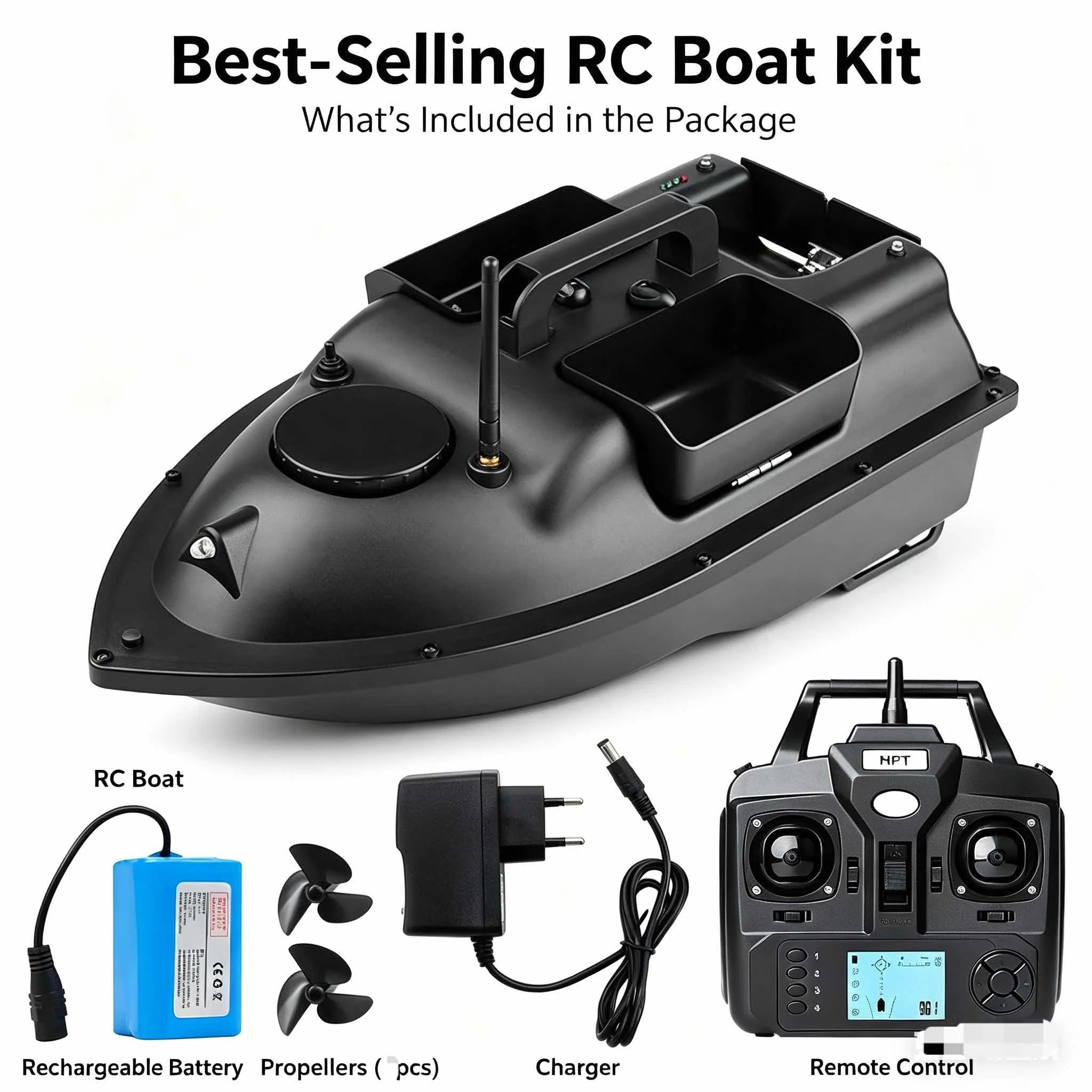 Modern GPS Fishing Bait Boat with 3 Bait Containers 12000mAh Wireless Bait Boat with Automatic Return Function Various styles Main image