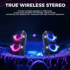 W-KING T12 Tragbare Bluetooth-Lautsprecher-Box mit 370W MAX Pro Sound, Lichtshow, CSB, Bass Boost, Rollen und Teleskopgriff