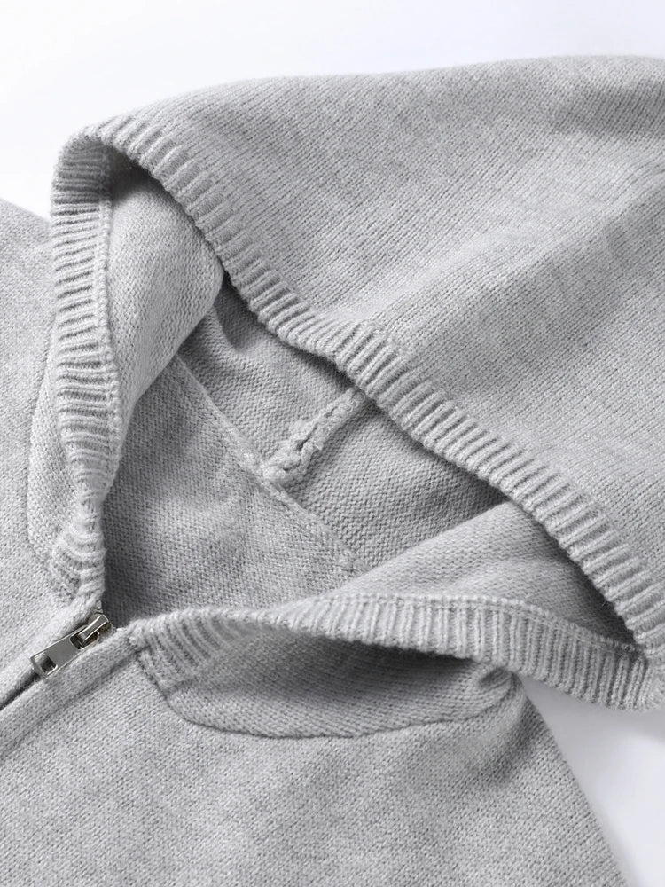 Fashion Cardigan Pants Suit Women's Hood Zipper Full Sleeve Loose Coat Straight Trousers 2025 Autumn Casual Lady 2-piece Set