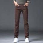 2026 98% Cotton Elastic Cotton Jeans Men's Spring Slim Straight Denim Pants Comfort Large Size Korean Business Casual Trousers