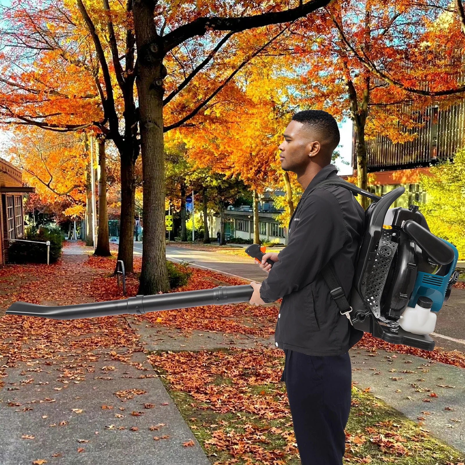 75.6CC 4-Stroke Gas Backpack Leaf Blower, 2600W 498FT with Cruise Control, for Lawn Yard Debris Cleaning, Commercial & Home Use