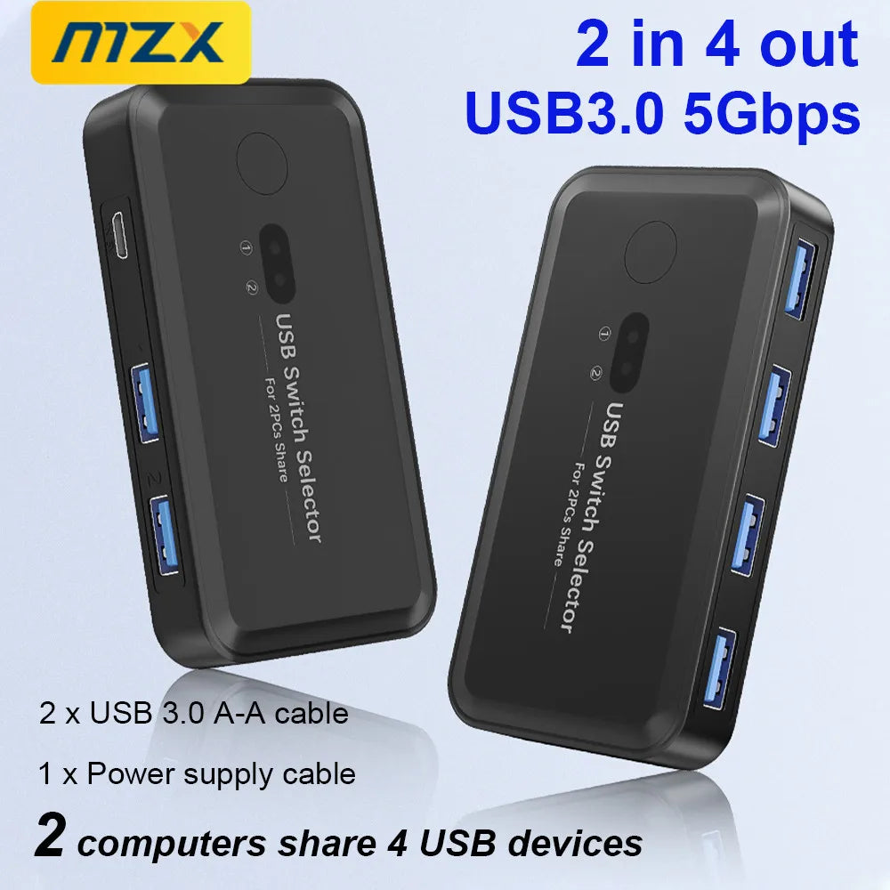 MZX USB 3.0 Switch KVM Switcher Selector KM Hub Docking Station Dock 2 Computer Laptop PC Accessories Share Keyboard for Macbook Main image