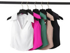 Sleeveless Fitness Yoga Shirt Women Summer Slim Fit V-Neckline Gym Running Top Breathable Quick Dry Sportswear Workout Clothes