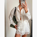Women Solid Lapel Full Sleeves Pant Suits Chic Single Breasted Wide-leg Long Pants Sets 2026 Lady  Casual Daily Loose Fit Outfit