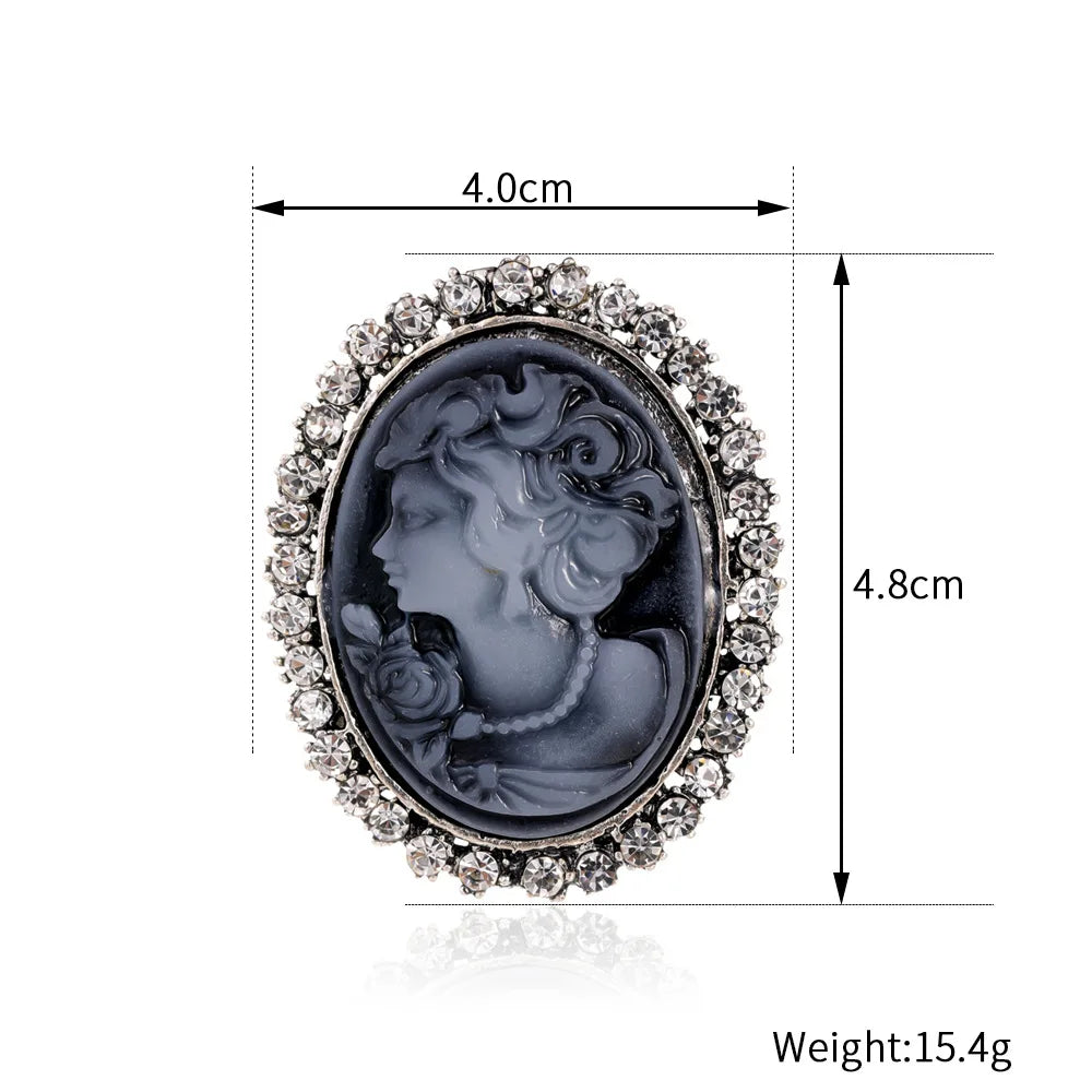Vintage Victorian Design Queen's Cameo Brooch Pin, Antique Wedding Beauty Jewelry Gift, Elegant Style