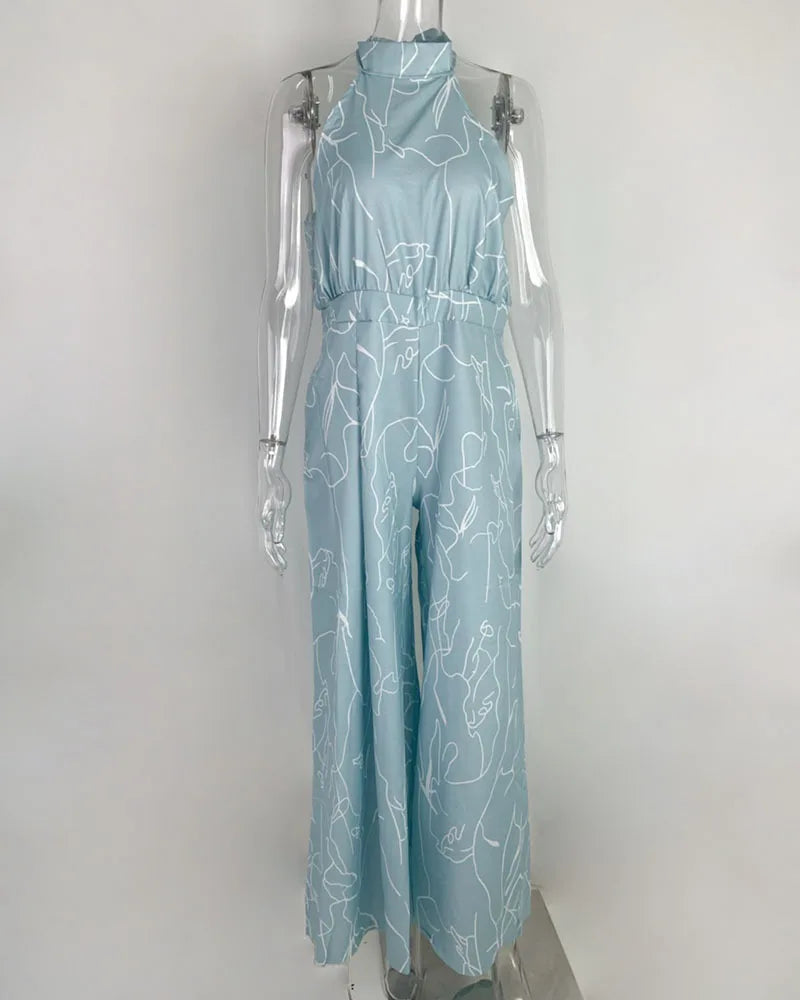 Sexy Sleeveless Jumpsuit Office Lady Spring Summer Fashion Casual Off Shoulder Print Jumpsuits For Women 2024 One Piece Rompers