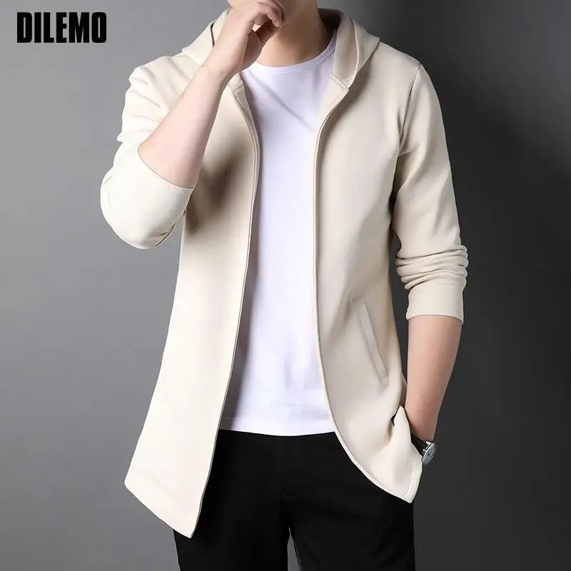 DILEMO Coats High End New Brand Designer Casual Fashion Korean Style Zipper Jackets For Men Solid Color Hooded Men Clothes Main image