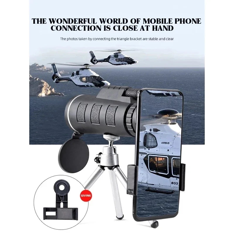 DISCOVERY 40x60 Monocular Telescope with Smartphone Holder & Tripod, High Power BAK4 Prism Lens Monocular For Hunting Camping