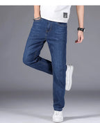 Man Pants Office Business Jeans Men Classic Blue Black Cotton Stretch Straight Denim Pants Male Brand Trousers