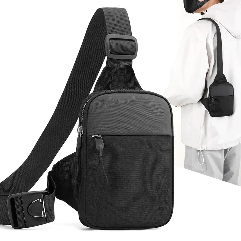 Men Waterproof Sling Chest Pack Fashion Small Black Crossbody Shoulder Zipper Bag Travel Workout Handbag Messanger Bag for Men Main image