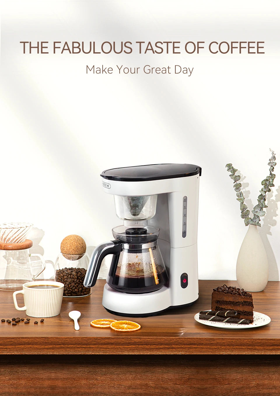 HiBREW 3 in 1 America Drip Coffee Machine Pour Over Coffee Maker Glass Teapot Hot Tea Maker  750ML H12
