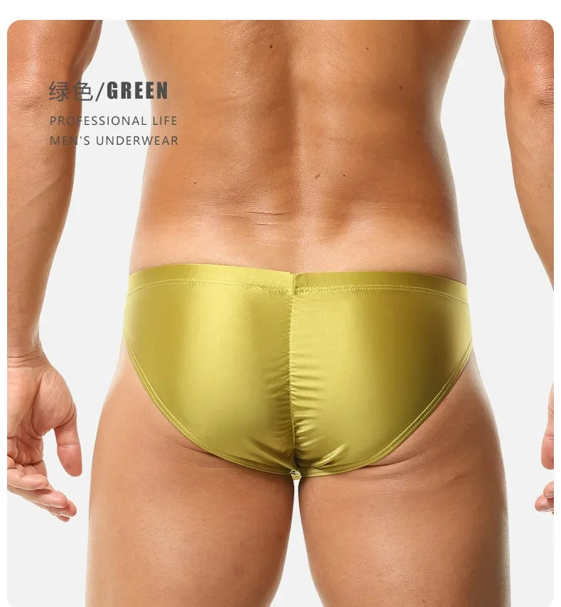2026 fashion solid color men's three-dimensional triangle breathable sports low waist high elastic tight body