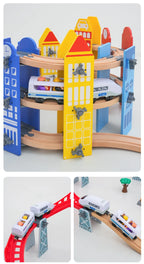 new Wooden Railway Track Set Electric Train Magnetic Car Diecast Slot Fit All Brand Biro Wood Track Assemble Toy Boy Gift