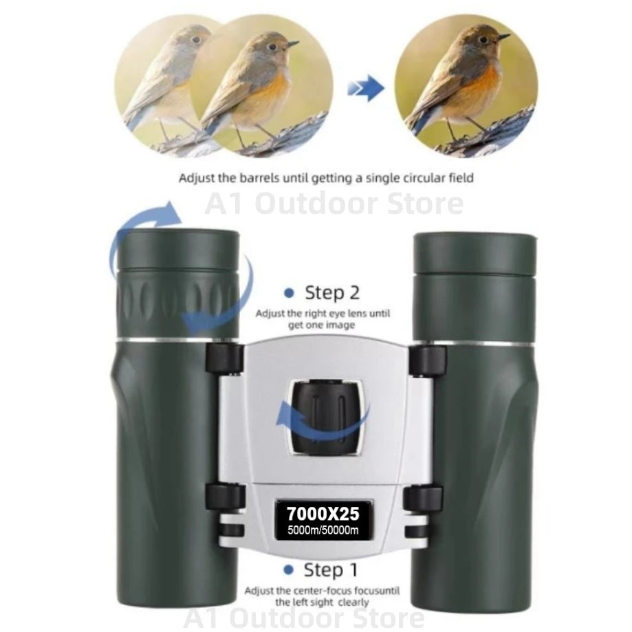 Powerful Long Range Binoculars Monocular Telescope Folding Portable BAK4 FMC Optics Jumelles for Outdoor Camping Hunting Concert