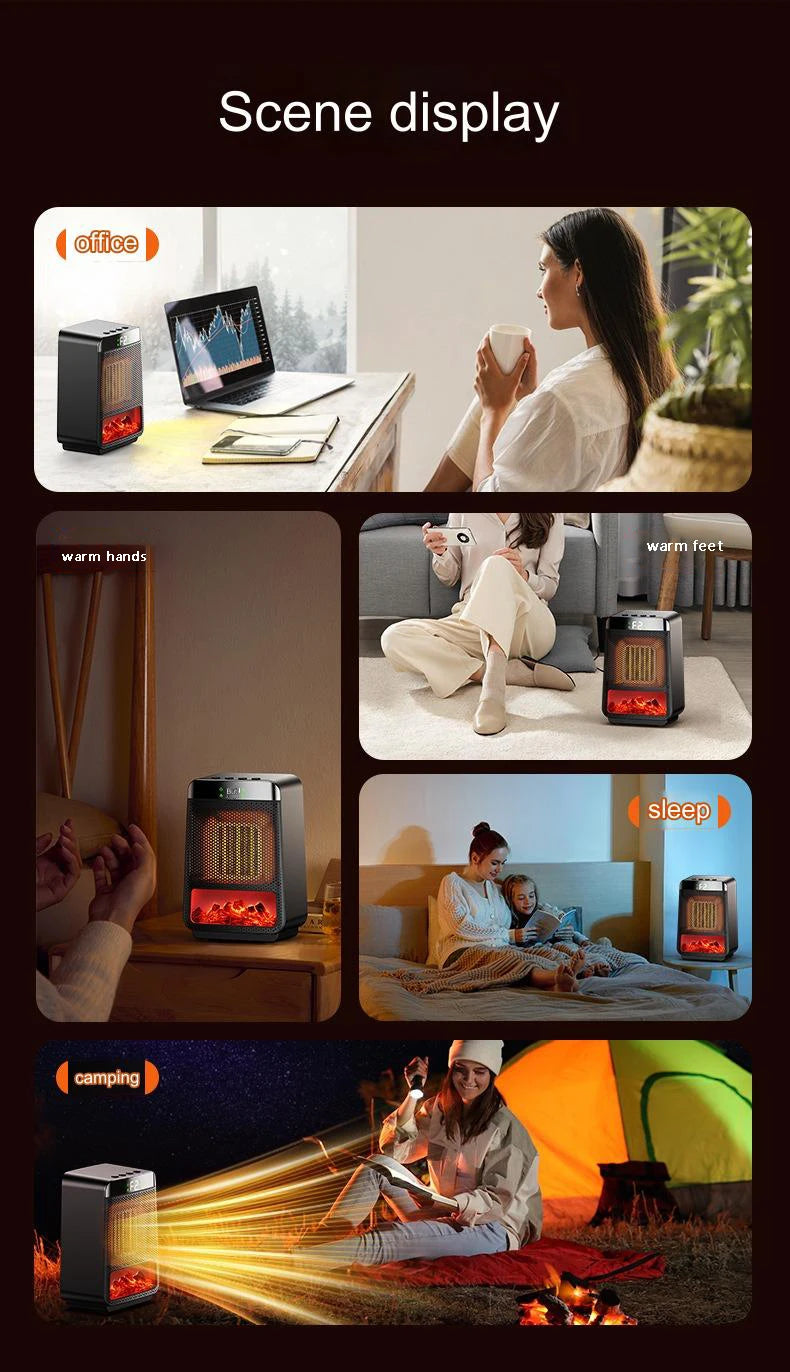 Portable Electric Heater Portable Desktop 1000W PTC Heating Fan Warm Air Blower for Household Office Mini Space Heater