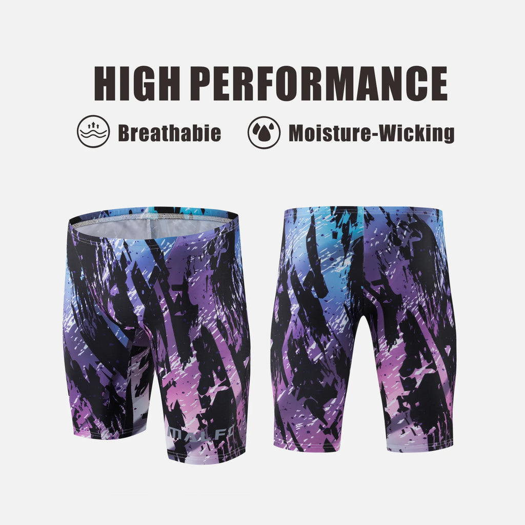 MALFC Summer Men's Swim Jammer Short Training Swimsuit Quick Drying Beach Swimming Trunks Swimwear Sports Tights Surf Shorts