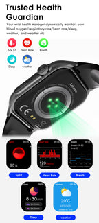 Lenovo 2026 Smart Watch 1.96" HD AMOLED Display Heart Rate Health Monitoring Bluetooth Voice Callings Smartwatch For Android IOS