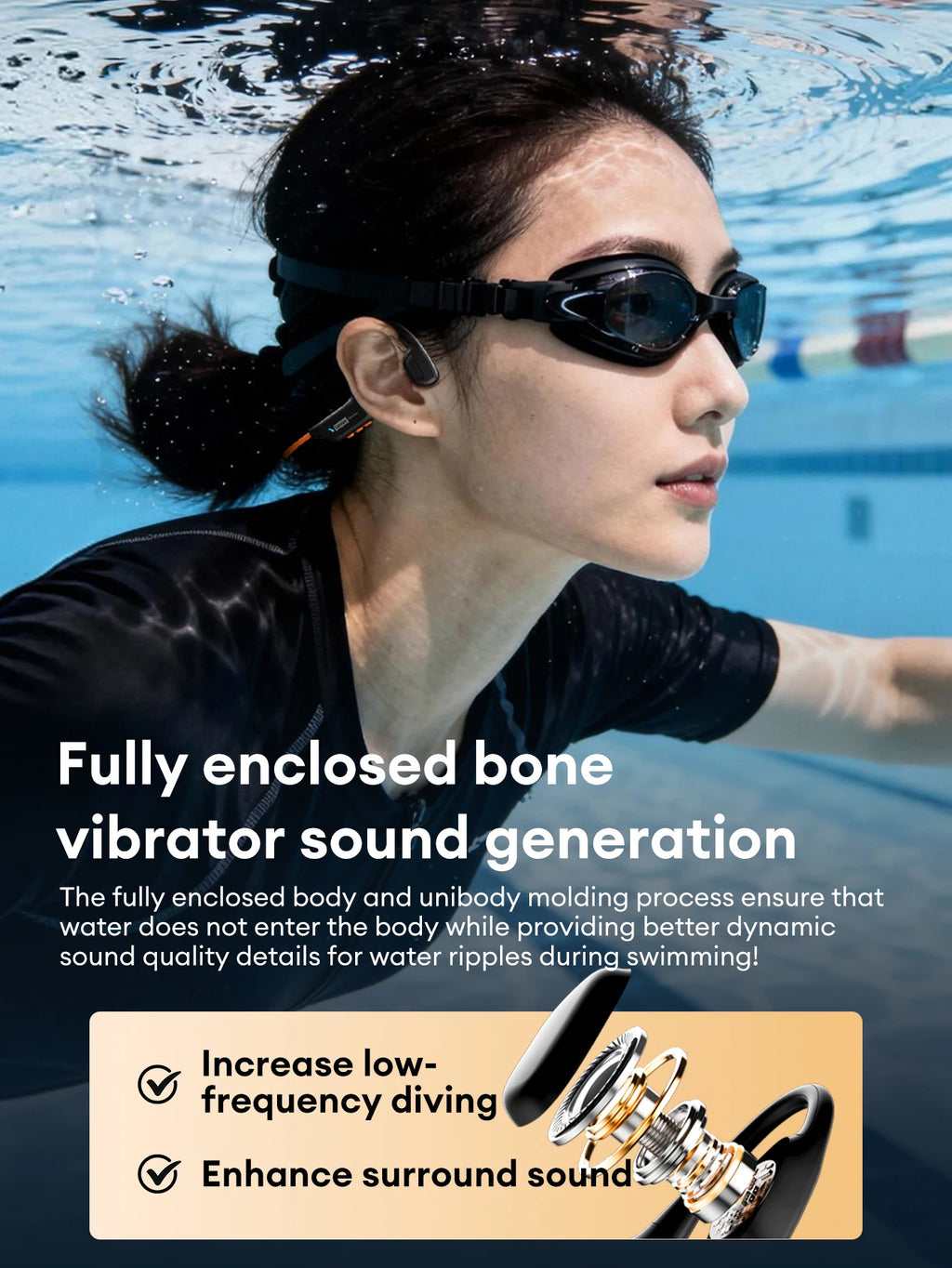 Lenovo S106 True Bone Conduction Headset Bluetooth 6.0 IPX8 Waterproof Headphones 32GB MP3 HIFI Earphones With MIC For Swimming