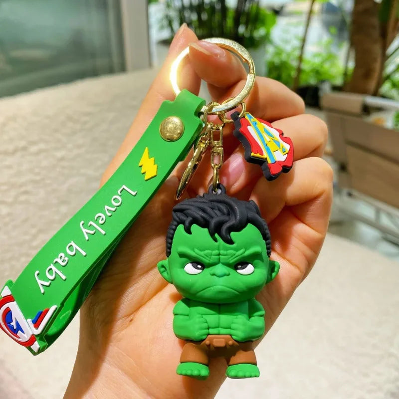 Marvel cartoon Avengers cute silicone doll keychain Spiderman Iron Man Captain America Hulk Thor Batman school bag pendant