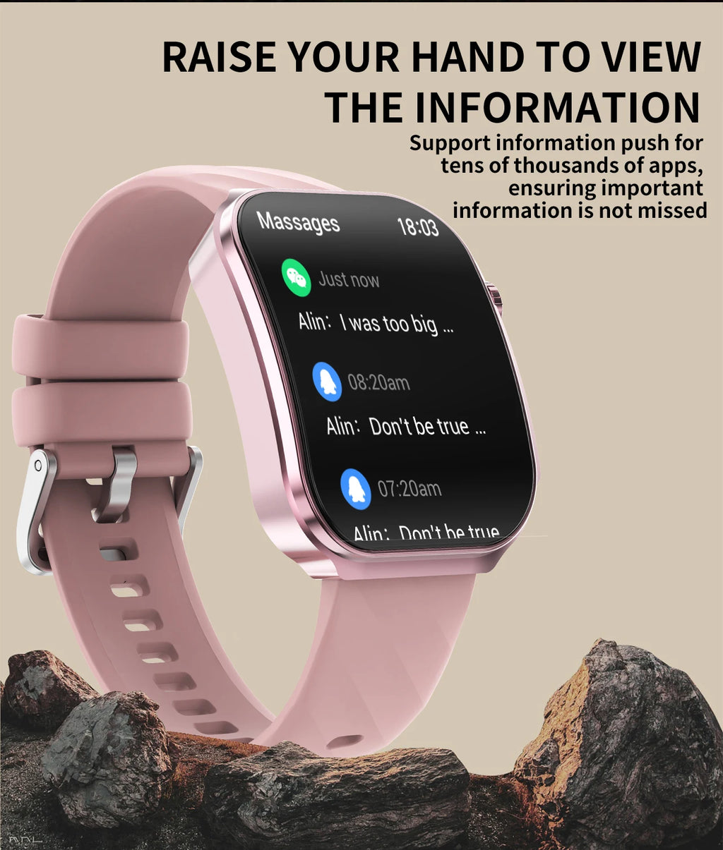 LIGE New 2.2-inch 3D Curved Screen Smart Watch With LED Light Thermometer Health Monitor Smartwatch BT Call Sports Fitness Watch