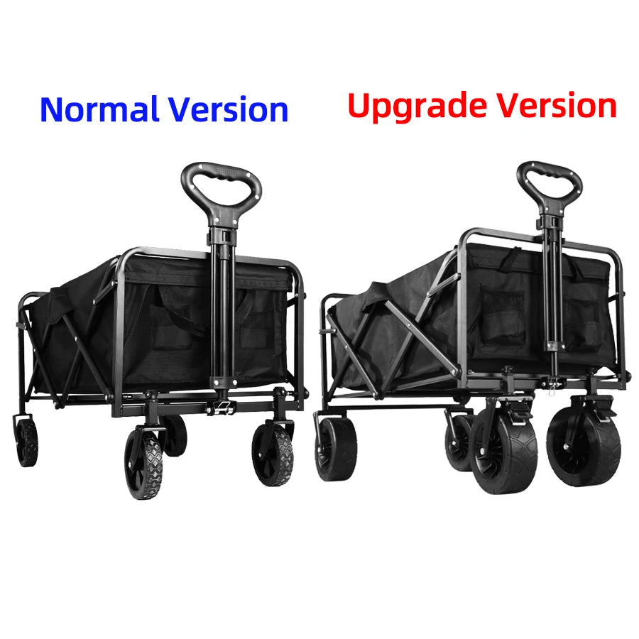 Large Weight Capacity Heavy Duty Wagon Cart Folding Wagon for Outdoor Garden Beach wagon Camping Equipment with Cup Holders