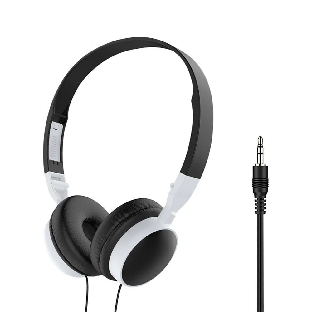 3.5mm Plug Wired Headphones Foldable Head Mounted Headset Earphone Headphones Stereo Foldable Sport Earphone for Phone/Tablet
