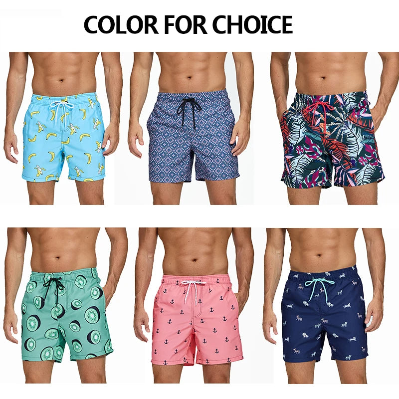 DATIFER Men's Sports Short Beachwear New Style Polyester Printing Fitness Beach Pants Surfing Swimming Trunks Bathing Swimwear