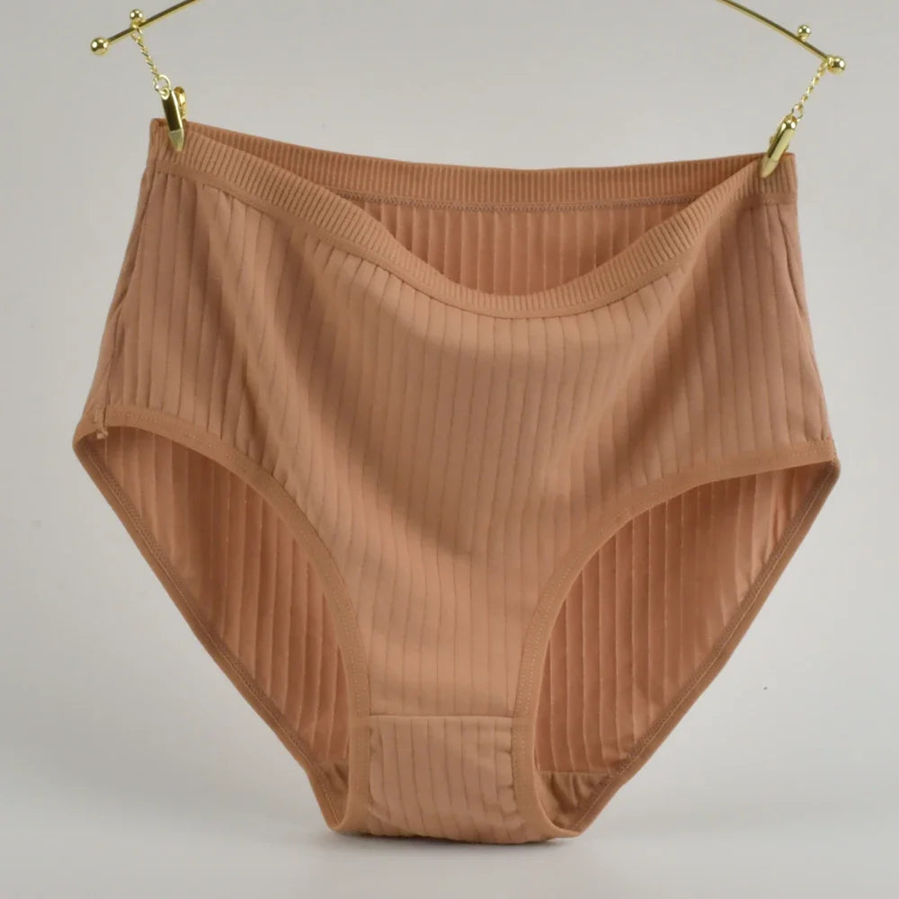 Soft High Waist Cotton Panties Underwear For Women Breathable Plus Size Woman Briefs Female Lingerie Underpants Panty Striped