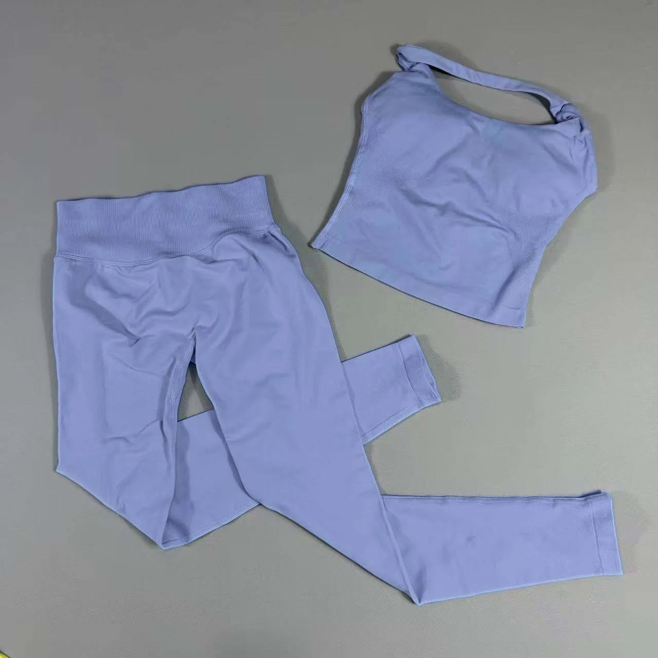 NO LOGO Yoga outfit sports Impact gym set Halter Top and leggings pant sets Backless halterneck High stretch sportswear