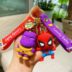 Marvel cartoon Avengers cute silicone doll keychain Spiderman Iron Man Captain America Hulk Thor Batman school bag pendant