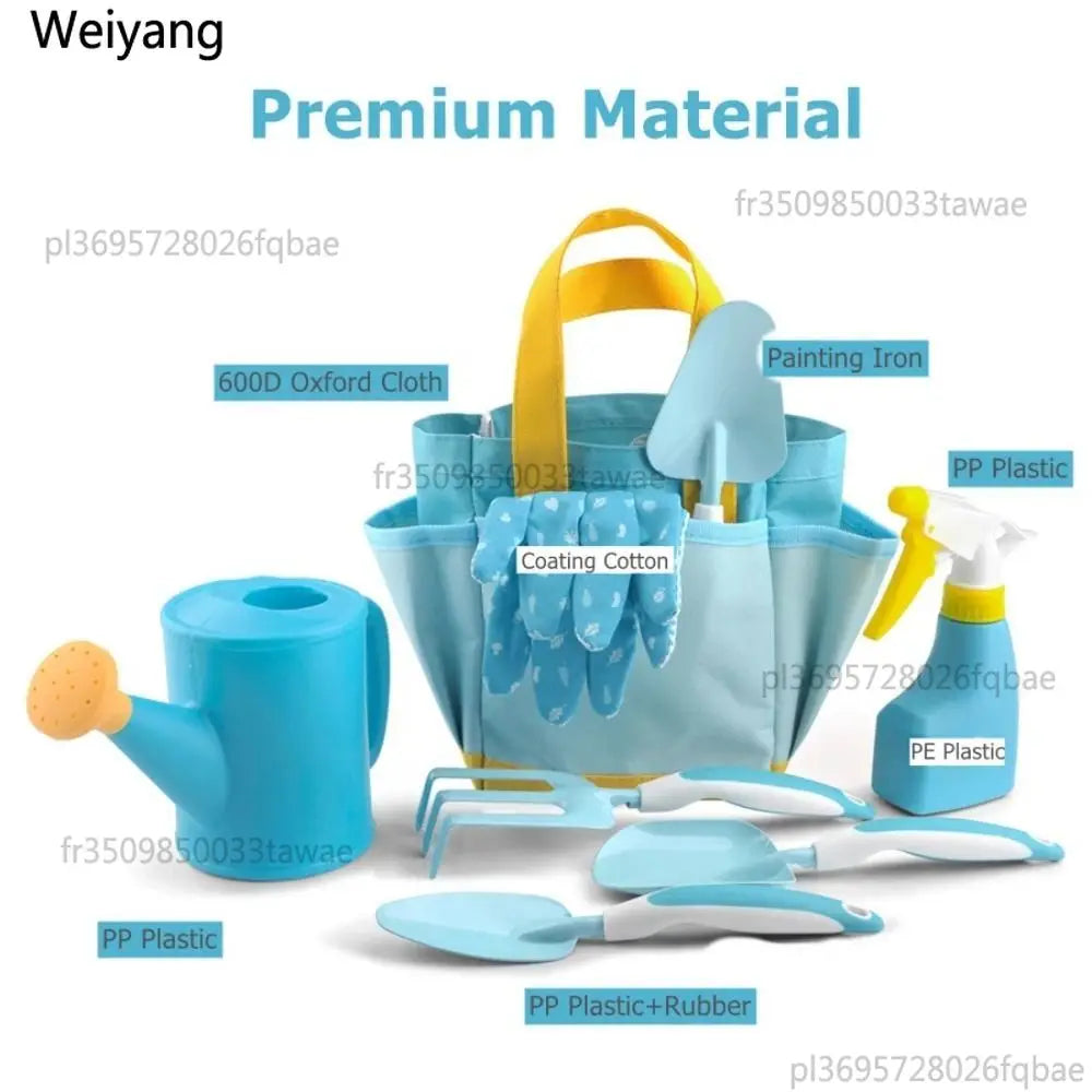9PCS Candy Color Garden Tool Set Shovel Trowel Fork Watering Can Children Planting Kit Garden Loosening Soil Tools