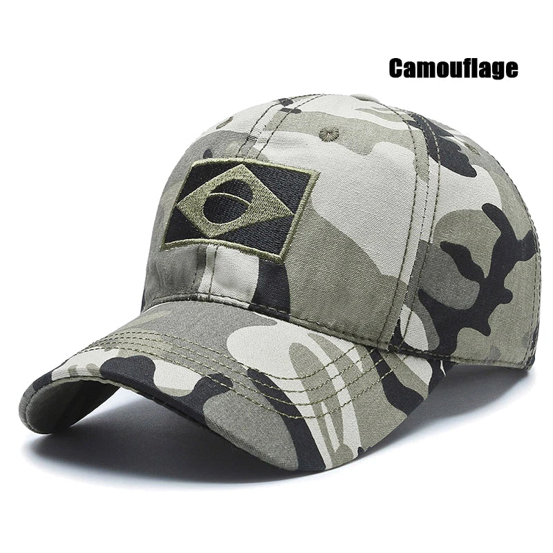 Unisex Brazilian Flag Embroidery Tactical Baseball Cap Classic Fashion Men and Women Outdoor Leisure Sports Summer Sunshade Hat