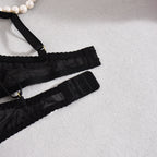 Elegant Lingeries Sexy Hot Exclusive Coffee Bra Belt Thong 3PC with Leg Circles Cute Intimate Lace Tempted Tipsy Set