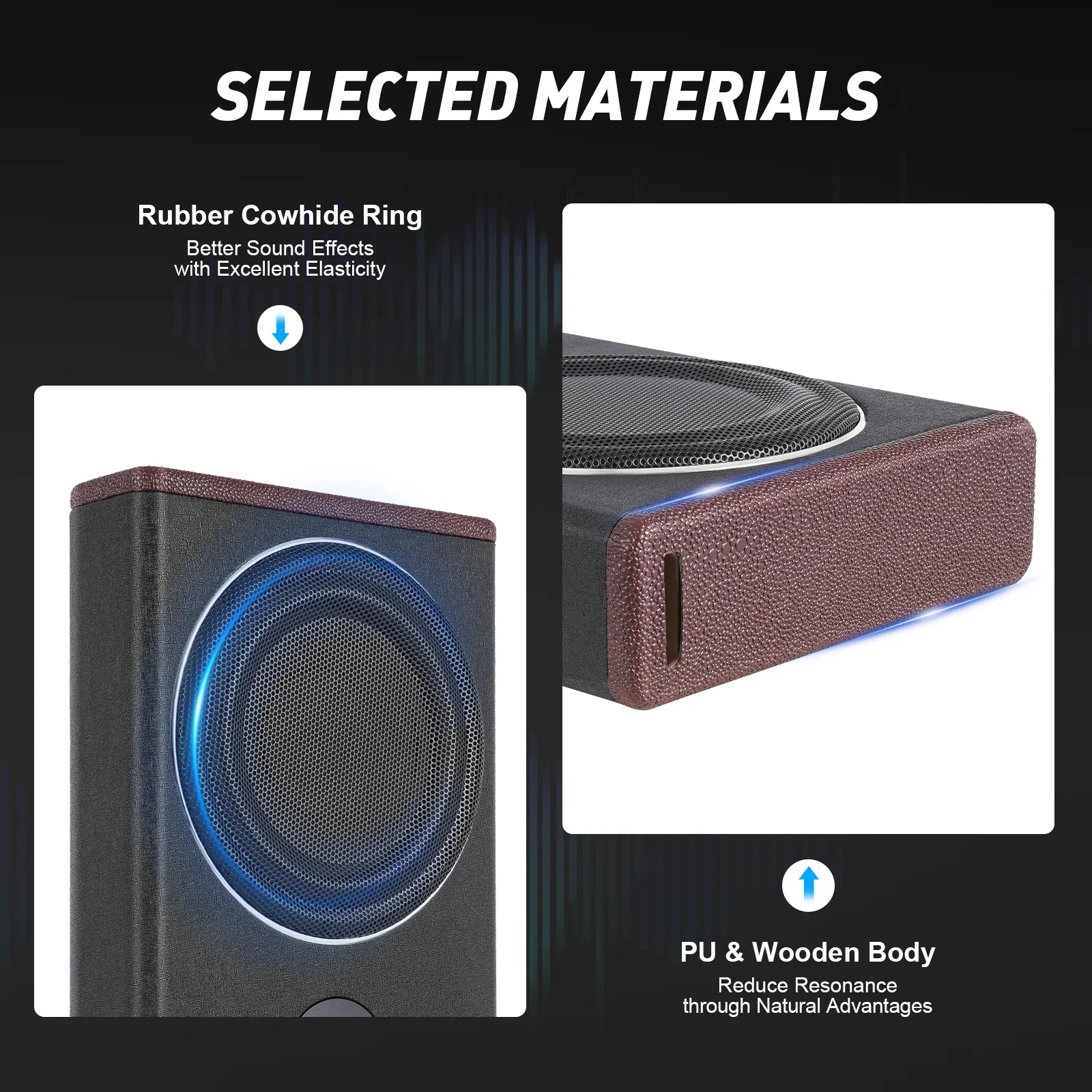 8 Inch Ultra Slim Car Subwoofer Under Seat 12V 600W Car Active Subwoofer Compact Car Bass Audio Car Stereo Amplifier Speaker
