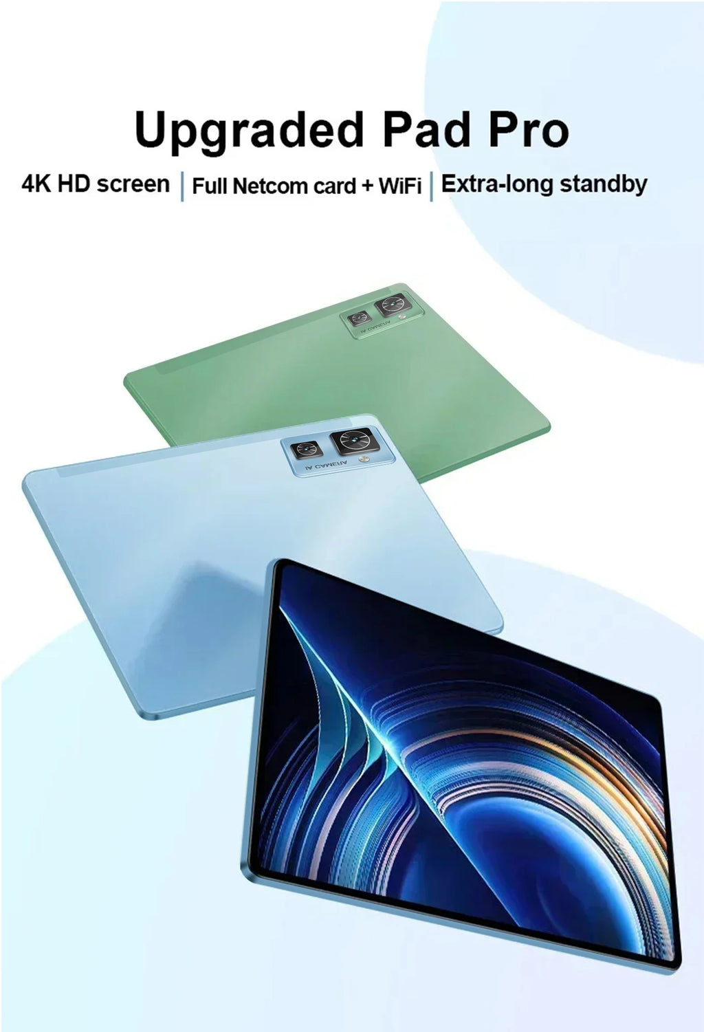 Sauenaneo PC Tablet 4GB RAM  64GB ROM (1TB Expansion) Supports Google Office Dual SIM Cards Dual cameras Android 11