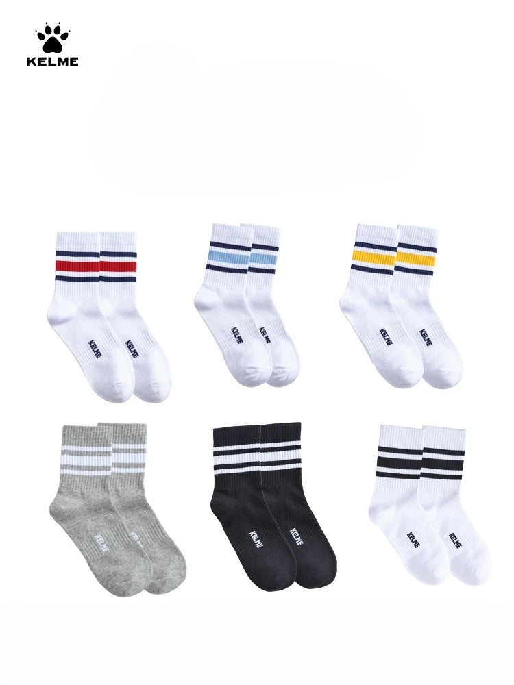 Kelme Men's Mid Length Socks 3 Pairs Of Casual Socks Sweat Absorbing And Breathable Sports Socks Running Speed Dry Socks