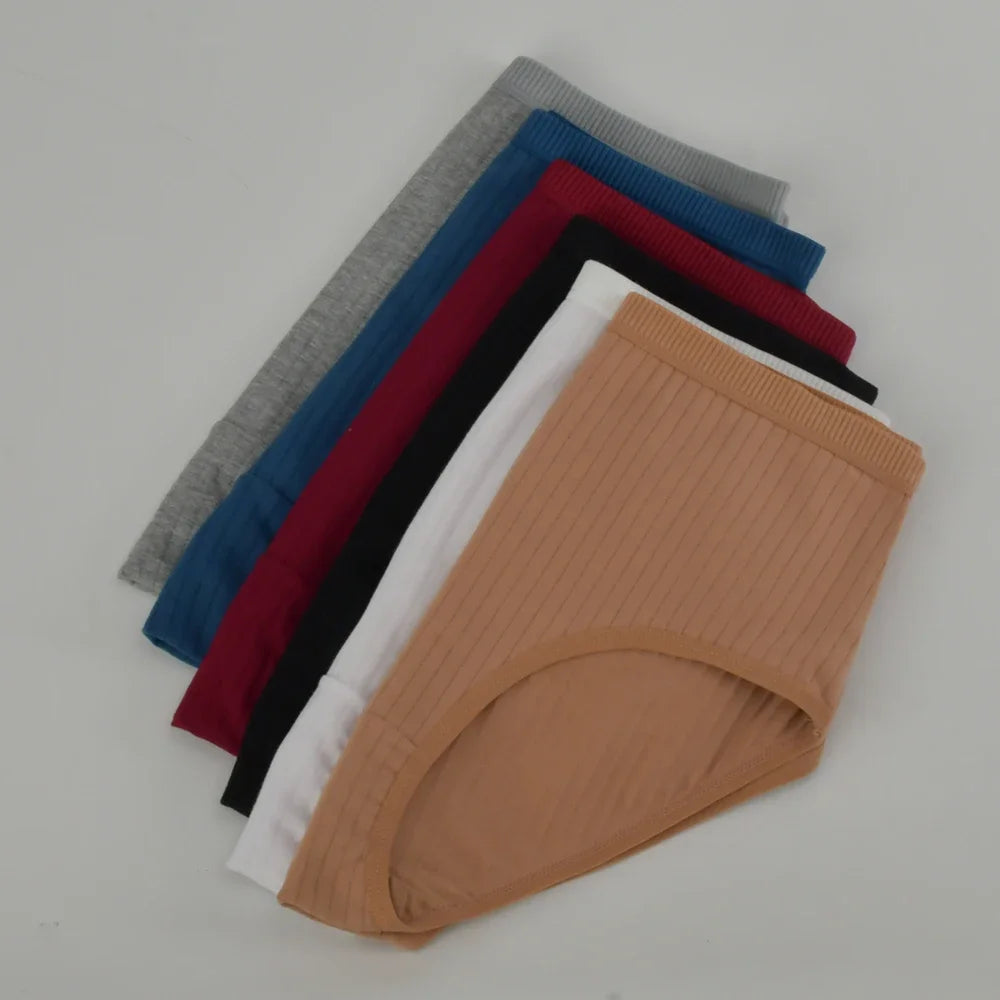 Soft High Waist Cotton Panties Underwear For Women Breathable Plus Size Woman Briefs Female Lingerie Underpants Panty Striped