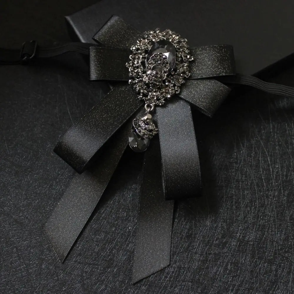 Fashion Ribbon Ribbon Bowtie Rhinestone Crystal Bow Tie Fabric Cloth Art Handmade Neck Tie For Men and Women