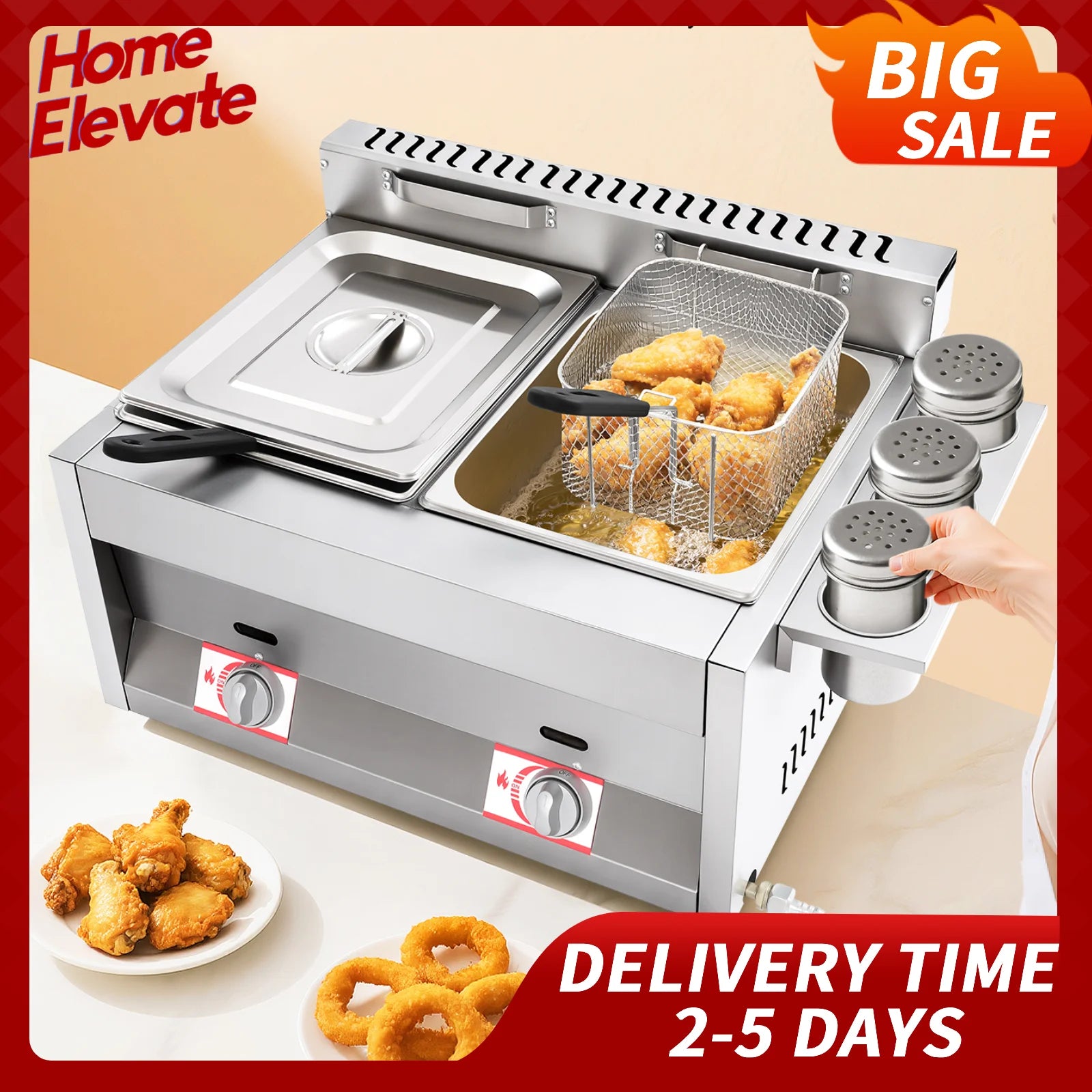 Dual Tank Commercial Gas Deep Fryer Stainless Steel 2x6L Capacity 50-380°C Temperature Control Restaurant Fast Food Snack Shop Main image