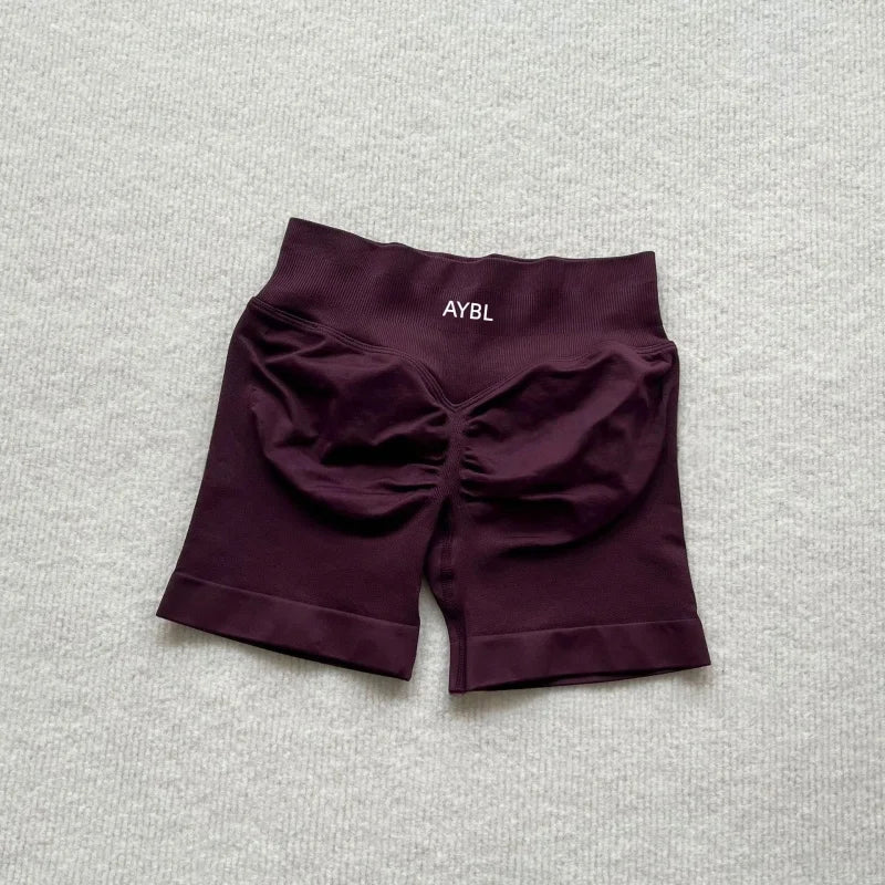 AYBL Fashion Shorts Low Waist Seamless Yoga Shorts Scrunch Bum Gym Shorts Women Workout Biker Stretch Fitness Shorts