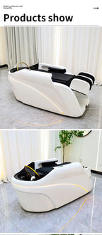 Salon Head Spa Synthetic Leather Head Therapy Beds Automatic Massage Shampoo Bed Comfortable Ergonomic Design High Density Spong