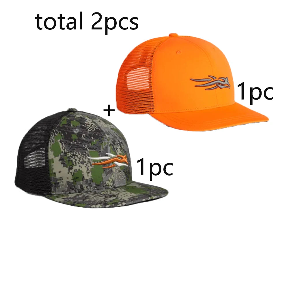 Mens Hunting Hat Camouflage Structured Mesh Baseball Cap Adjustable Classic Mens Fishing Outdoor Sports Hat Breathable