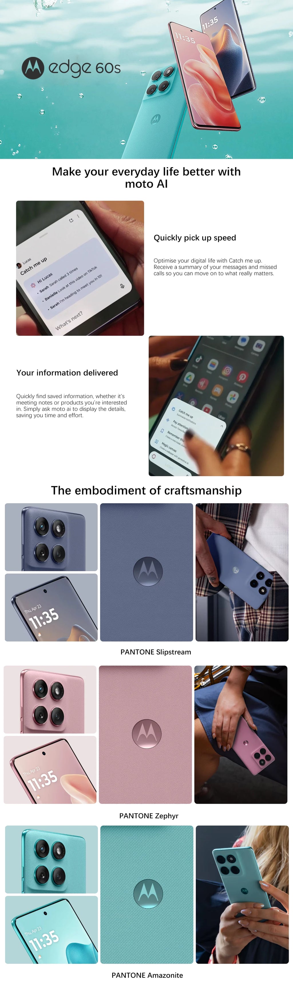 Global ROM Lenovo moto edge 60s motorola edge 60s MTK Dimensity 7400 6.7inches Display NFC CN Version Motorola edge 60 fusion