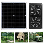 High Efficiency Outdoor Solar Panel Dual Exhaust Fan for Dog Warehouse RV Greenhouse Fan Air Pump Cooling Temperature