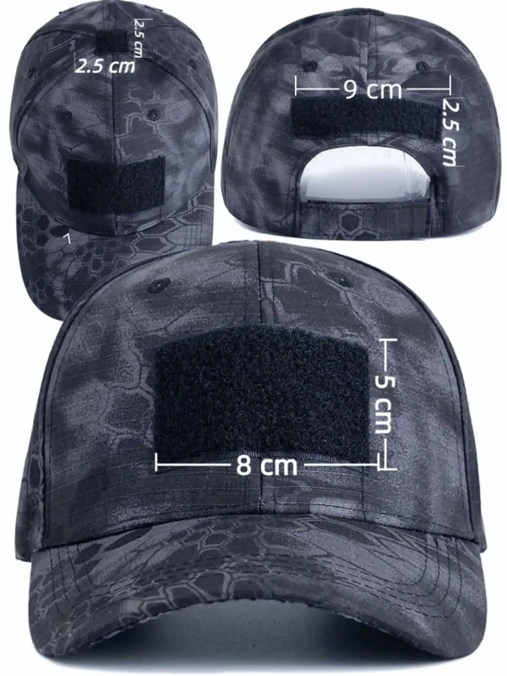 Men's Camouflage Tactical Baseball Cap With 3 Velcro Patches Military Camouflage Hat Cap For Outdoor Jugle Fishing Hiking Caps