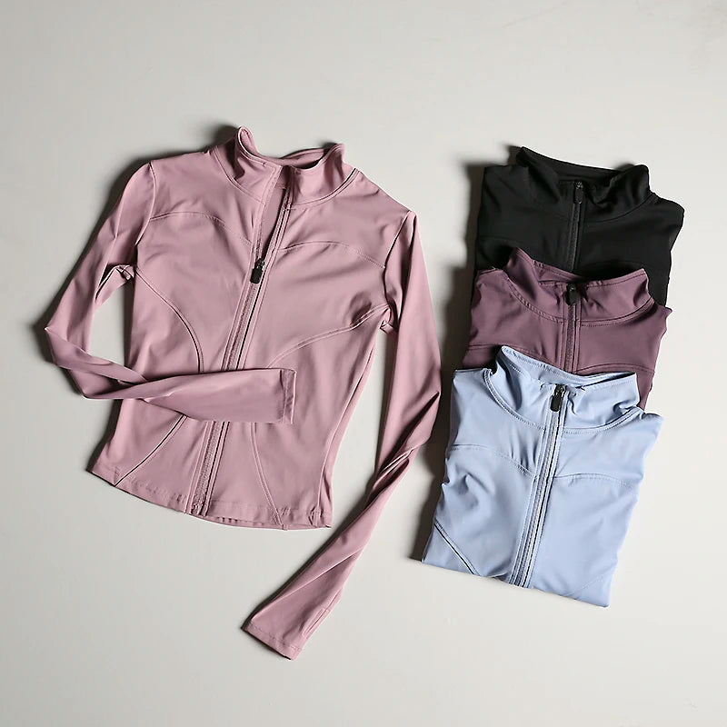 Slim Fit Sports Jacket Stand Collar Zipper Coat Sports Fitness Yoga Clothing Plus Velvet Jacket Slimming Quick-drying Top Suit Main image