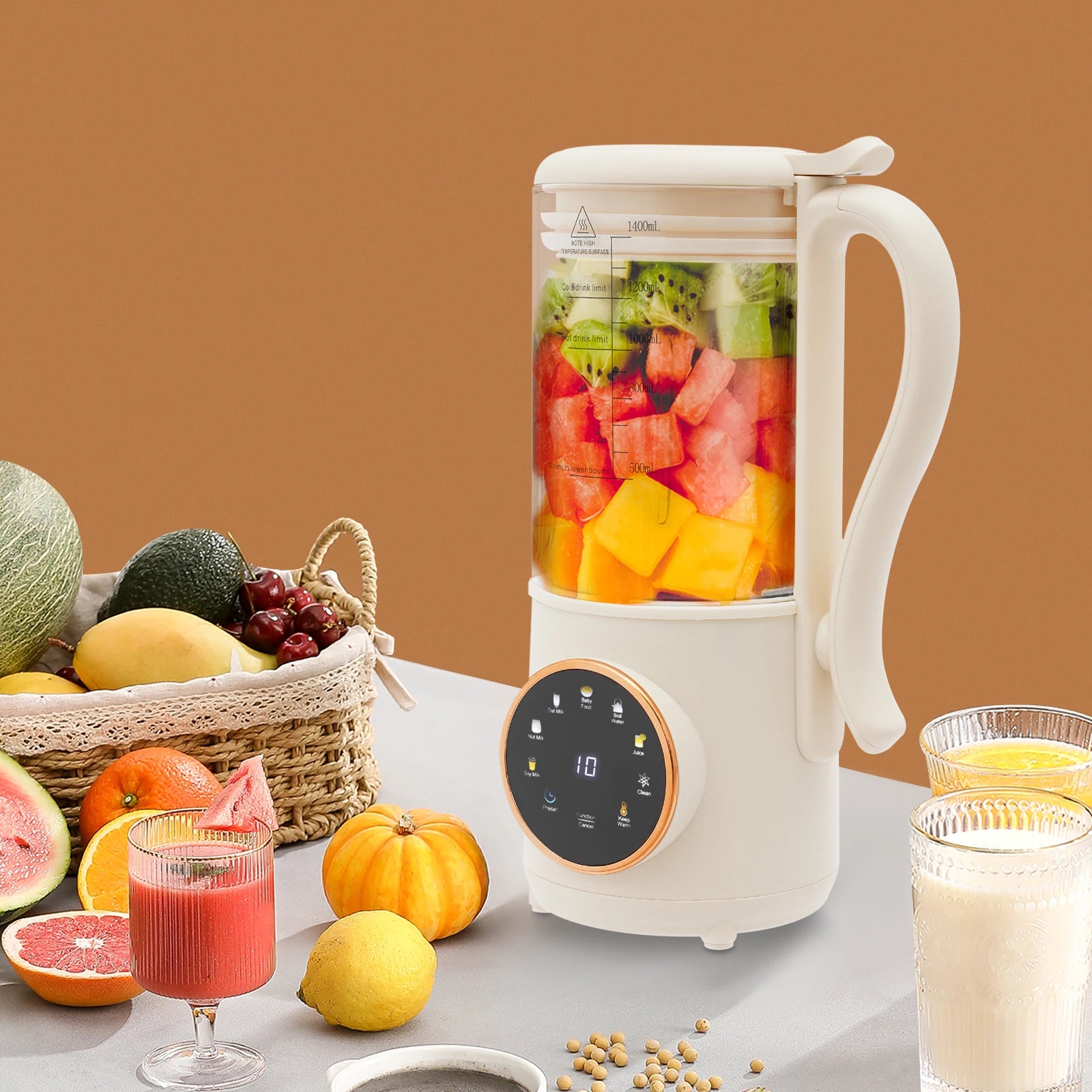 1.4L Nut Milk Maker Machine 1400ML Juicer Soy Milk Machine with 16 Blades for Homemade Plant Oats Almond Cereal Drinks