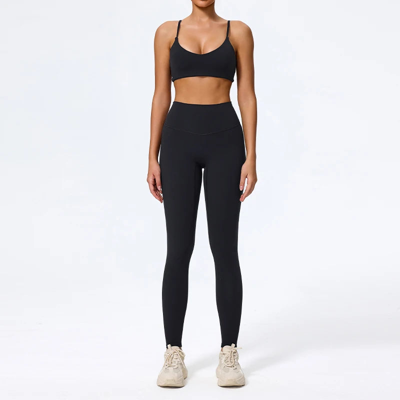 Hearuisavy Summer Super-Soft 2Pcs Women's Running Sports Shorts Set Breathable Fitness Yoga Bra Casual Push Up Workout Crop Top