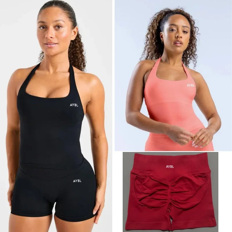 AYBL Fashion Shorts Low Waist Seamless Yoga Shorts Scrunch Bum Gym Shorts Women Workout Biker Stretch Fitness Shorts