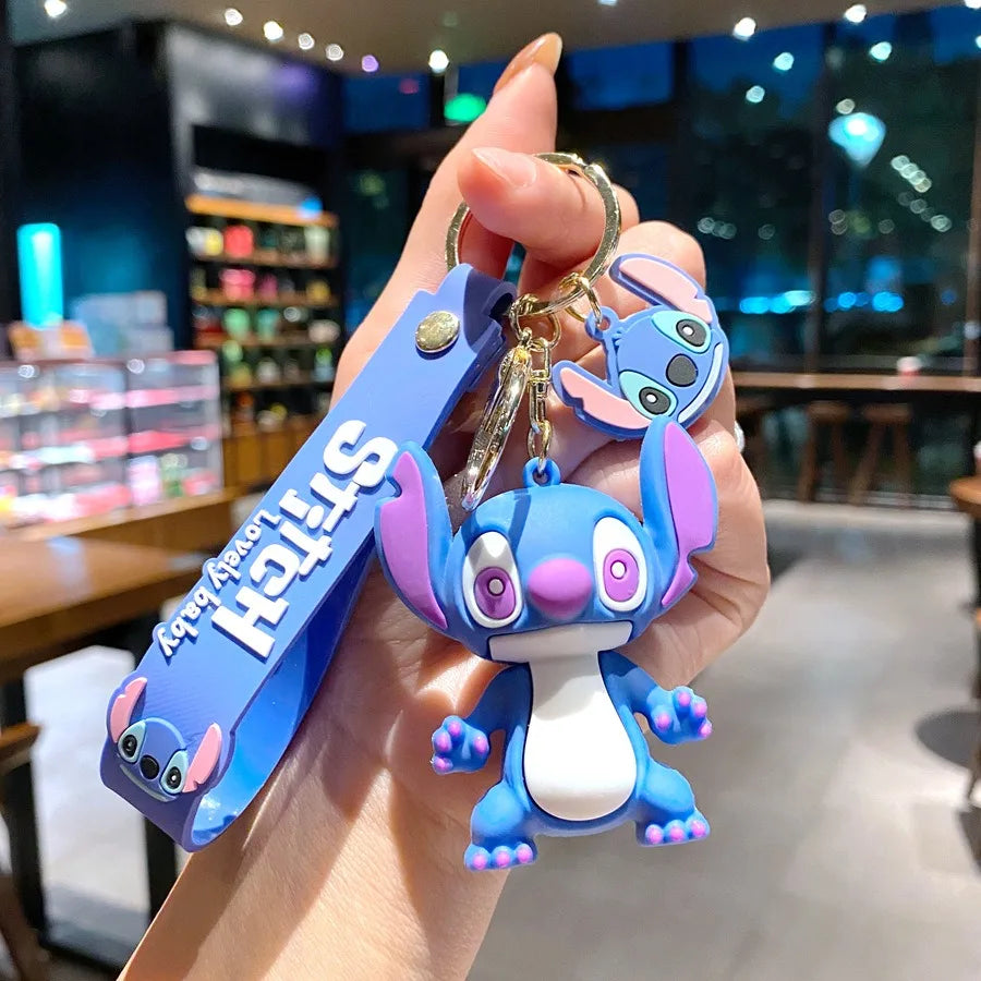 Brand New Red Stitch Keychain Bandai Stitch Figure Doll Keyring Bag Pendent Car Ornaments Key Accessories Kids Toy Xmas Gifts